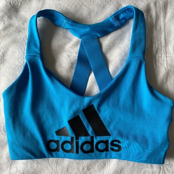 Adidas Women's Blue Sports Bra Logo Racerback - Picture 1 of 12